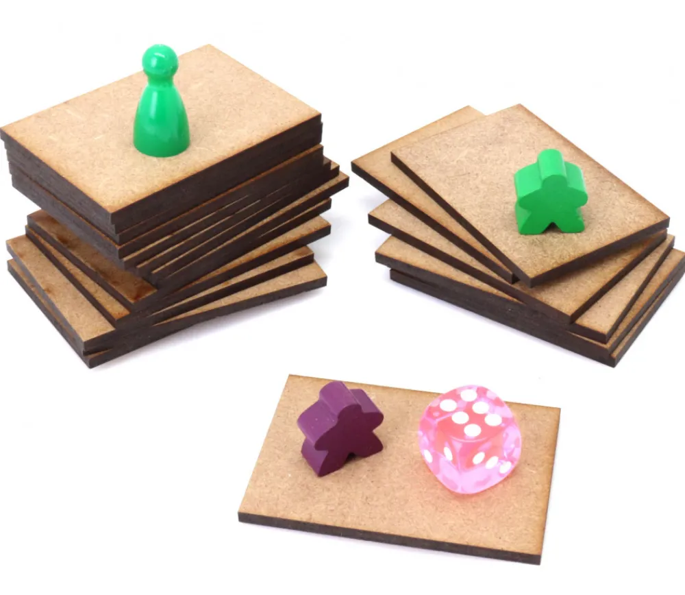 Tout Pour le Jeu 4 tuiles rectangles 6 x 4 cm en bois naturel