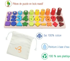 Tout Pour le Jeu Abaque arc-en-ciel des chiffres et couleurs tout en bois