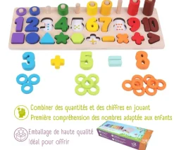 Tout Pour le Jeu Abaque arc-en-ciel des chiffres et couleurs tout en bois