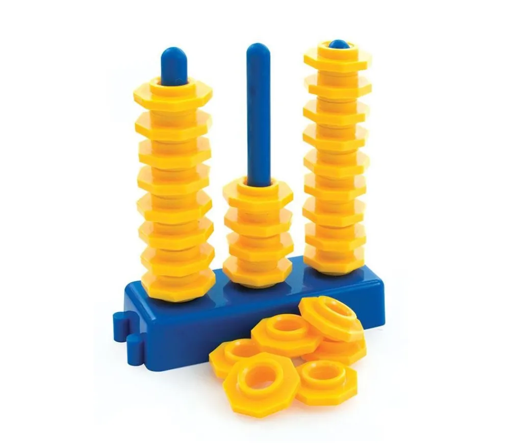 Tout Pour le Jeu Abaque de tri - Socle 3 tiges + 27 jetons à enfiler