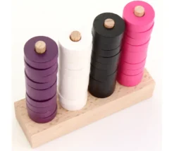 Tout Pour le Jeu Abaque de tri bois - Socle 4 tiges taille identique sans jetons