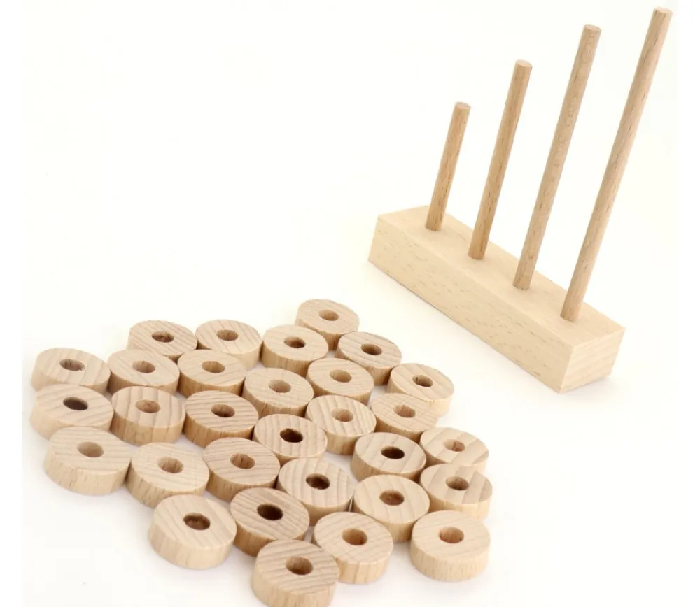 Tout Pour le Jeu Abaque de tri bois - Socle 4 tiges taille progressive sans jetons