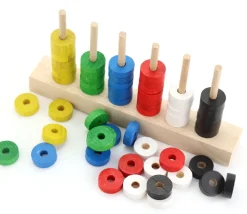 Tout Pour le Jeu Abaque de tri bois - Socle 6 tiges + 60 jetons