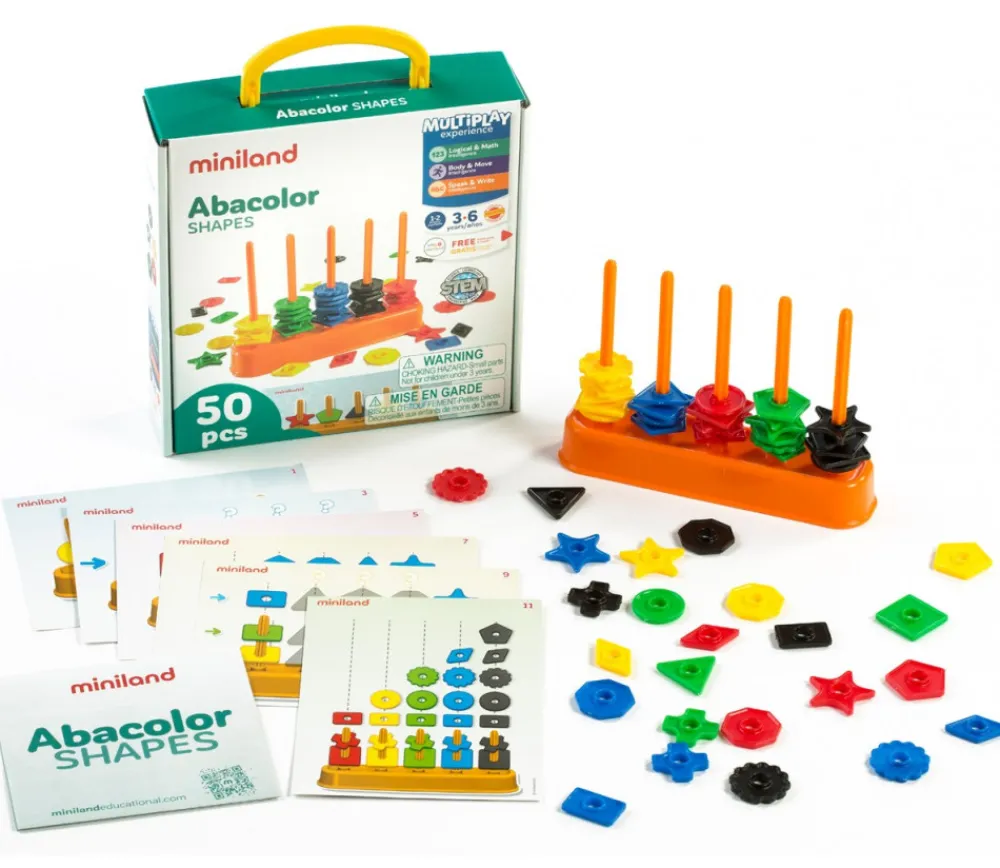 Tout Pour le Jeu Abaque de tri Formes - Socle 5 tiges + 50 jetons + fiches Abacolor