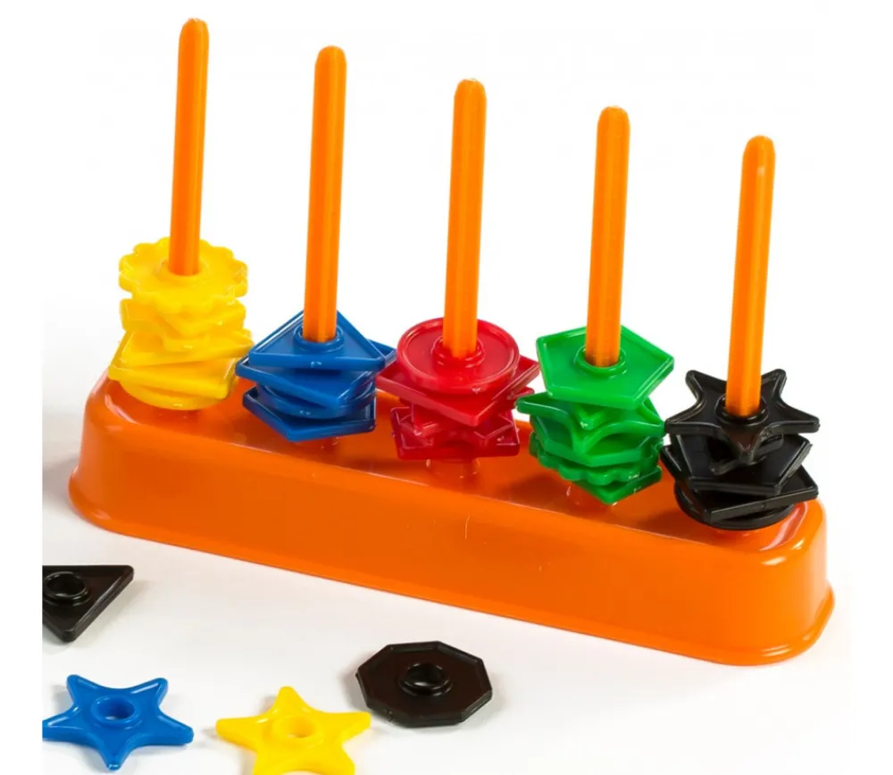 Tout Pour le Jeu Abaque de tri Formes - Socle 5 tiges + 50 jetons + fiches Abacolor