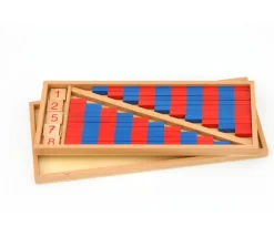 Tout Pour le Jeu Barres rouges et bleues Montessori en bois format 25 cm avec tuiles nombres