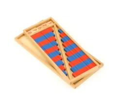 Tout Pour le Jeu Barres rouges et bleues Montessori en bois format 25 cm avec tuiles nombres