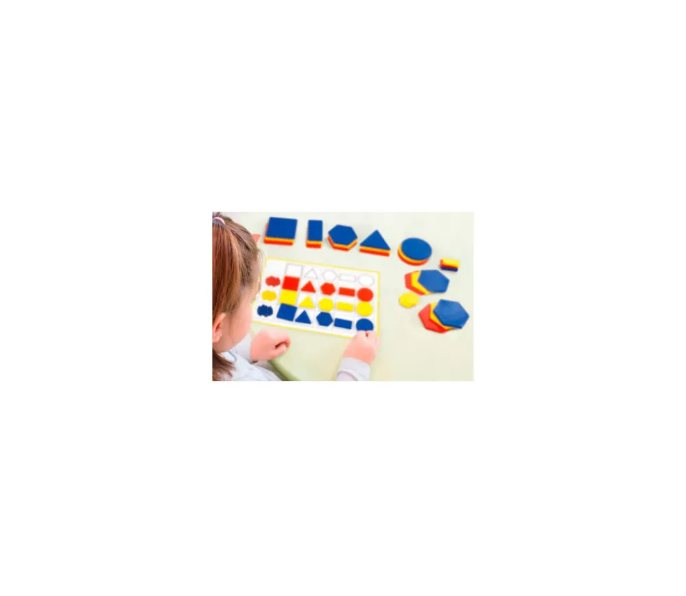 Tout Pour le Jeu Blocs logiques 2 tailles : jeu 60 formes géométriques + 16 fiches d'activités