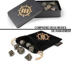 Tout Pour le Jeu Boite 7 dés multi-face métal jeux de rôles ENHANCE