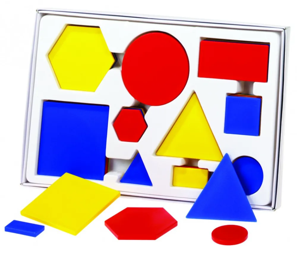 Tout Pour le Jeu Boite 60 formes géométriques à plat épaisseur, taille et couleur. 4 attributs