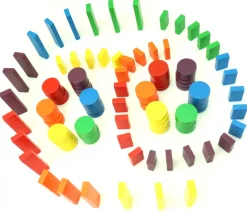 Tout Pour le Jeu Boite 108 Jetons jeux bois multicolores : rond, petits rectangles et grands rectangles pour mise