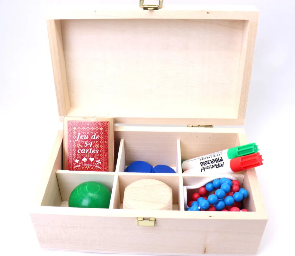 Tout Pour le Jeu Boite bois 6 compartiments 22.5 x 13.5 x 8 cm - fabrication en France