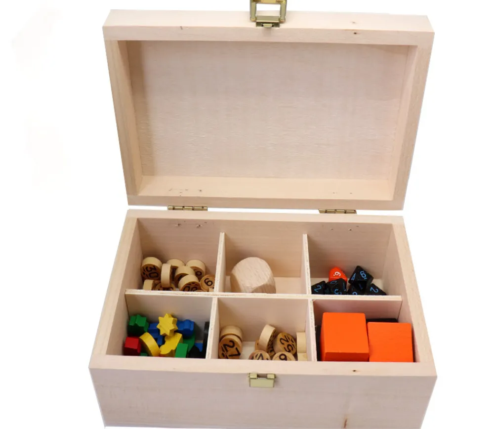 Tout Pour le Jeu Boite bois 6 compartiments 22.5 x 13.5 x 8 cm - fabrication en France