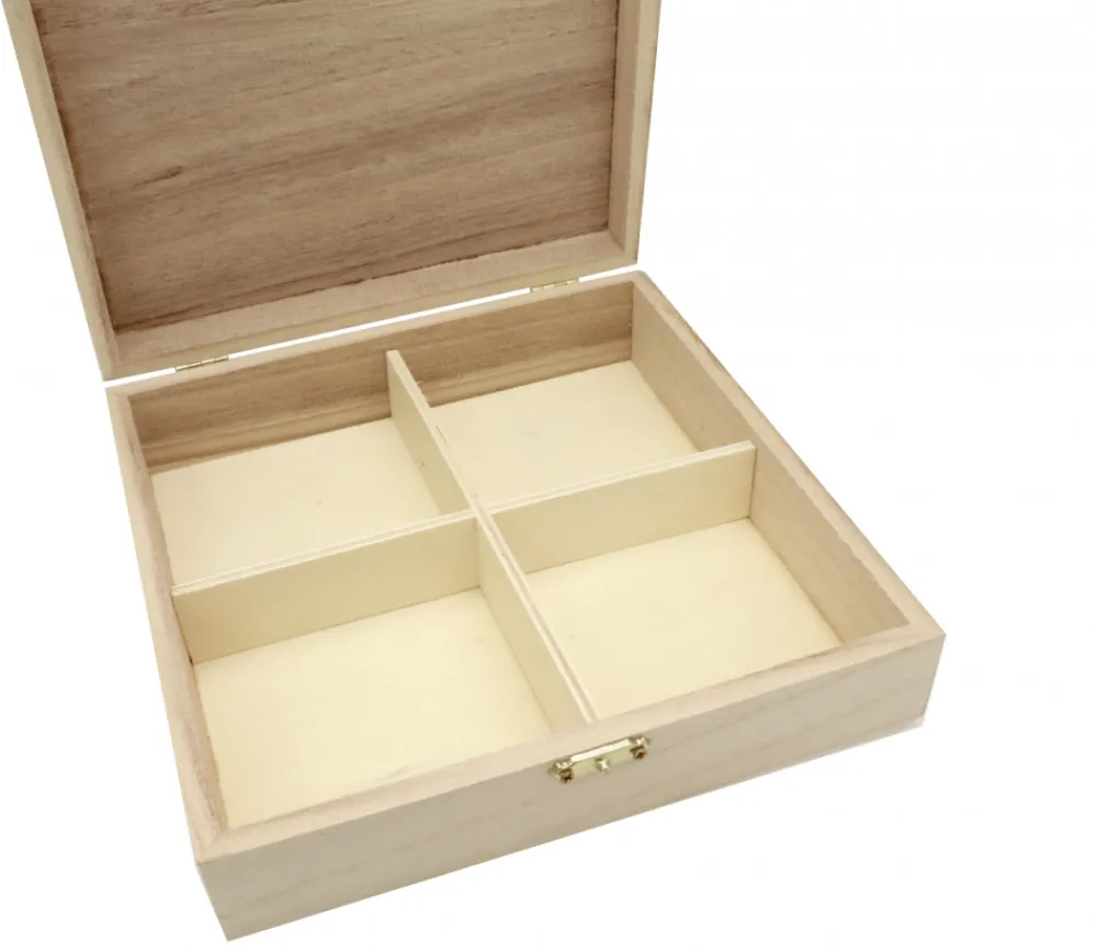 Tout Pour le Jeu Boite bois 4 compartiments 19.5 x 19.5 x 5.5 cm pour jeux