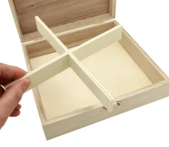 Tout Pour le Jeu Boite bois 4 compartiments 19.5 x 19.5 x 5.5 cm pour jeux