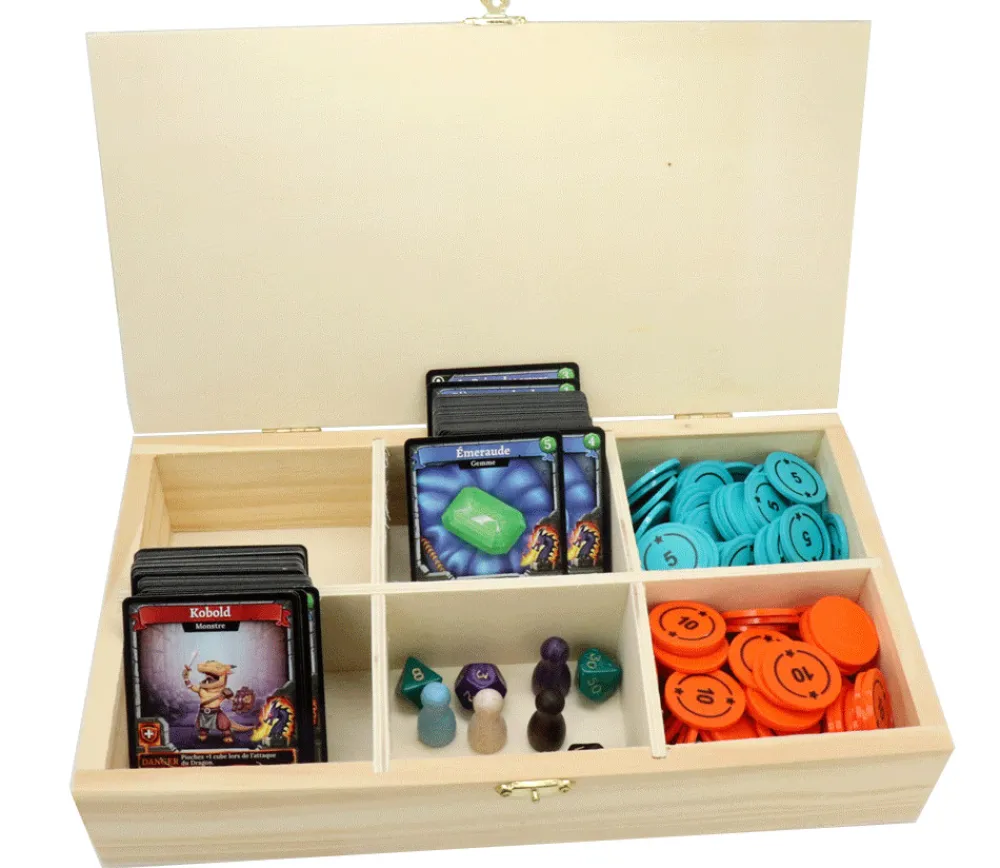 Tout Pour le Jeu Boite bois 6 compartiments 29.4 x 16 x 6 cm pour accessoires de jeux