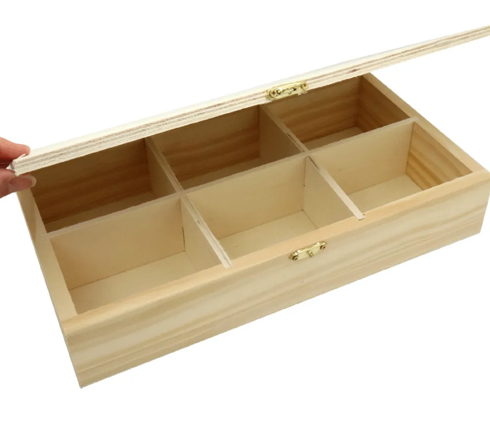 Tout Pour le Jeu Boite bois 6 compartiments 29.4 x 16 x 6 cm pour accessoires de jeux
