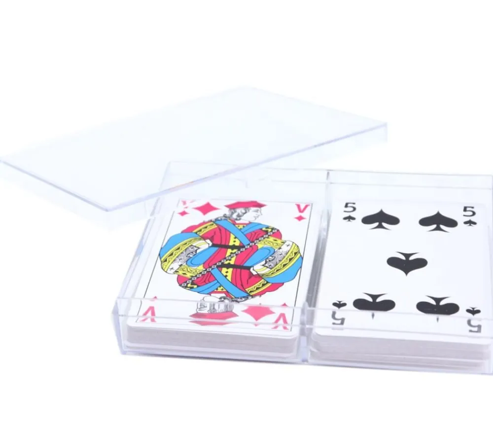 Tout Pour le Jeu Boite plastique double cristal pour 2 jeux 54 cartes à jouer vide