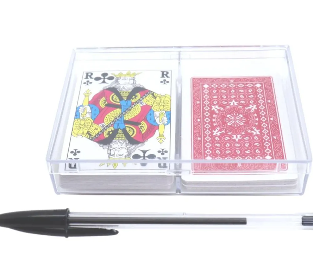 Tout Pour le Jeu Boite plastique double cristal pour 2 jeux 54 cartes à jouer vide