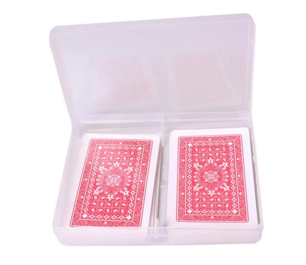 Tout Pour le Jeu Boite plastique double pour 2 jeux 54 cartes à jouer transparentes vide