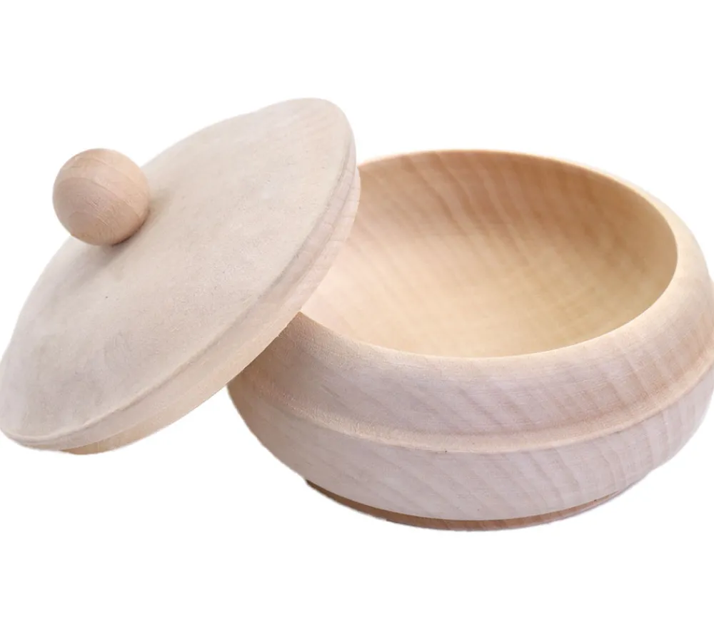 Tout Pour le Jeu Boite ronde en bois avec couvercle 12 cm - bonbonnière