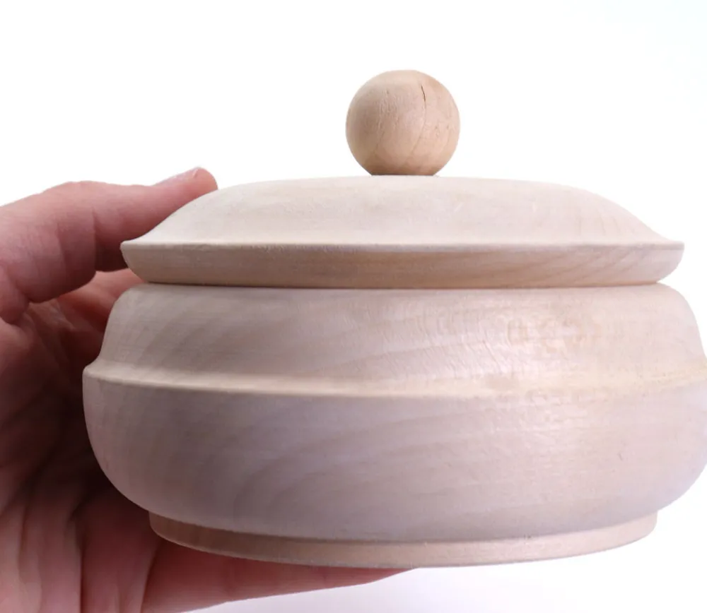 Tout Pour le Jeu Boite ronde en bois avec couvercle 12 cm - bonbonnière