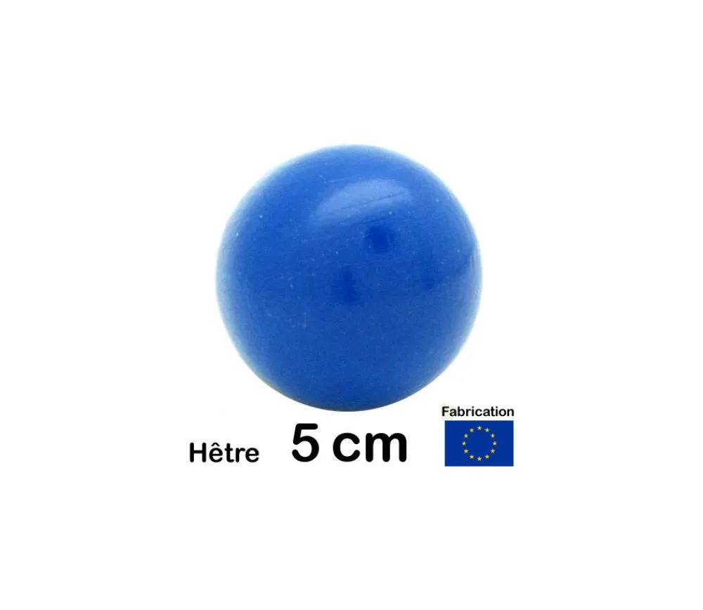 Tout Pour le Jeu Boule 5 cm couleur bleue en bois - bille hêtre diamètre 50 mm