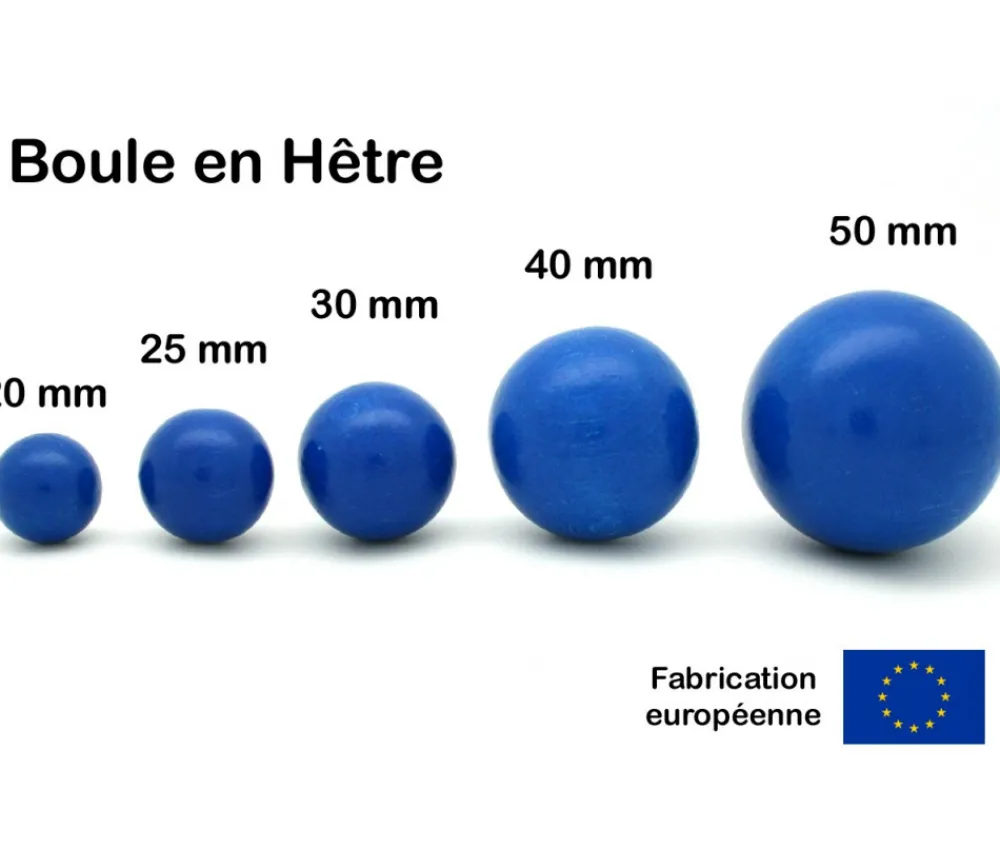 Tout Pour le Jeu Boule 5 cm couleur bleue en bois - bille hêtre diamètre 50 mm