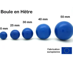 Tout Pour le Jeu Boule 4 cm couleur bleue en bois - grosse bille hêtre diamètre 40 mm