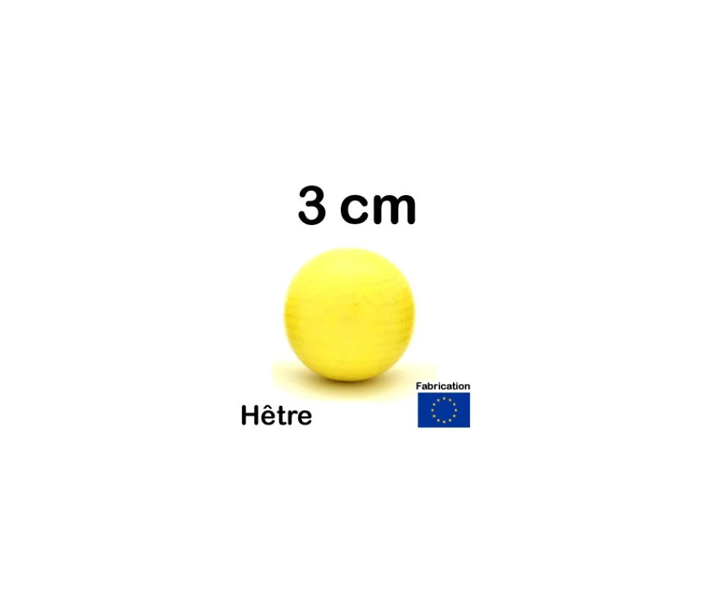 Tout Pour le Jeu Boule 3 cm couleur jaune en bois - bille hêtre diamètre 30 mm
