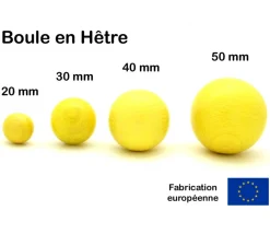 Tout Pour le Jeu Boule 3 cm couleur jaune en bois - bille hêtre diamètre 30 mm