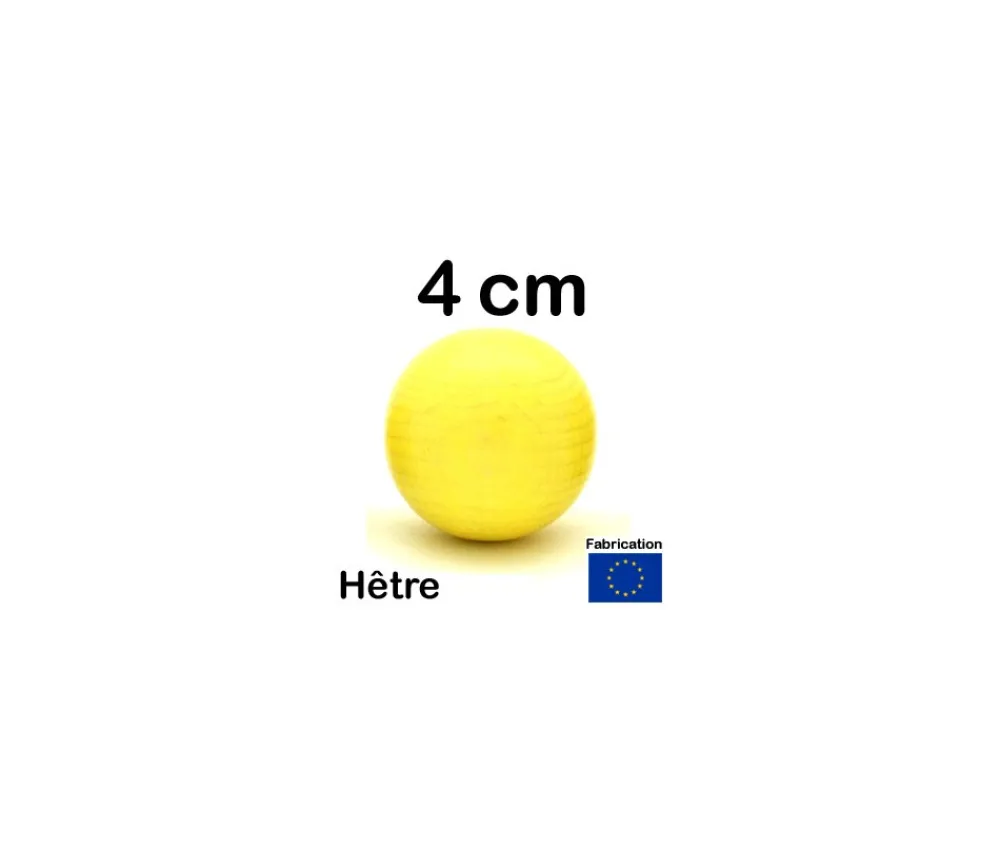 Tout Pour le Jeu Boule 4 cm couleur jaune en bois - bille hêtre diamètre 40 mm
