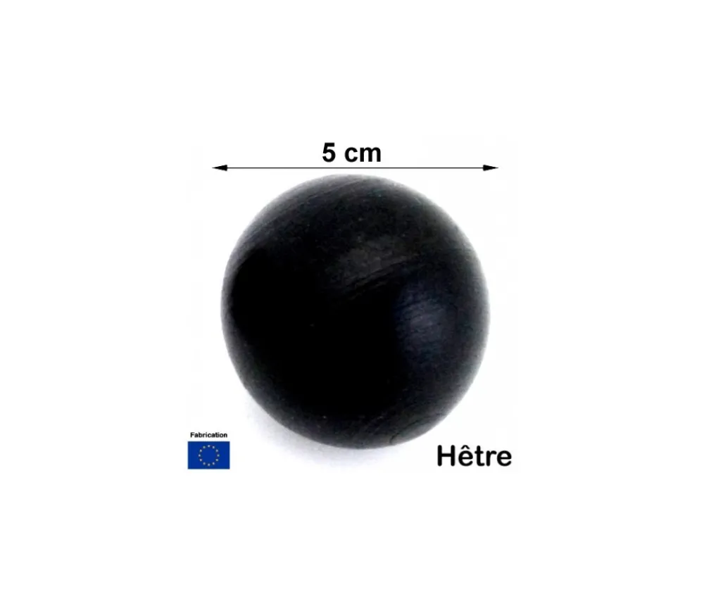 Tout Pour le Jeu Boule 5 cm couleur noire en bois - grosse bille hêtre diamètre 50 mm