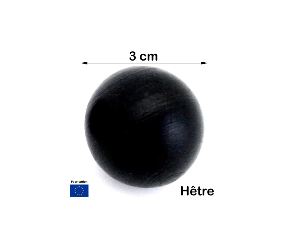 Tout Pour le Jeu Boule 3 cm couleur noire en bois - bille hêtre diamètre 30 mm