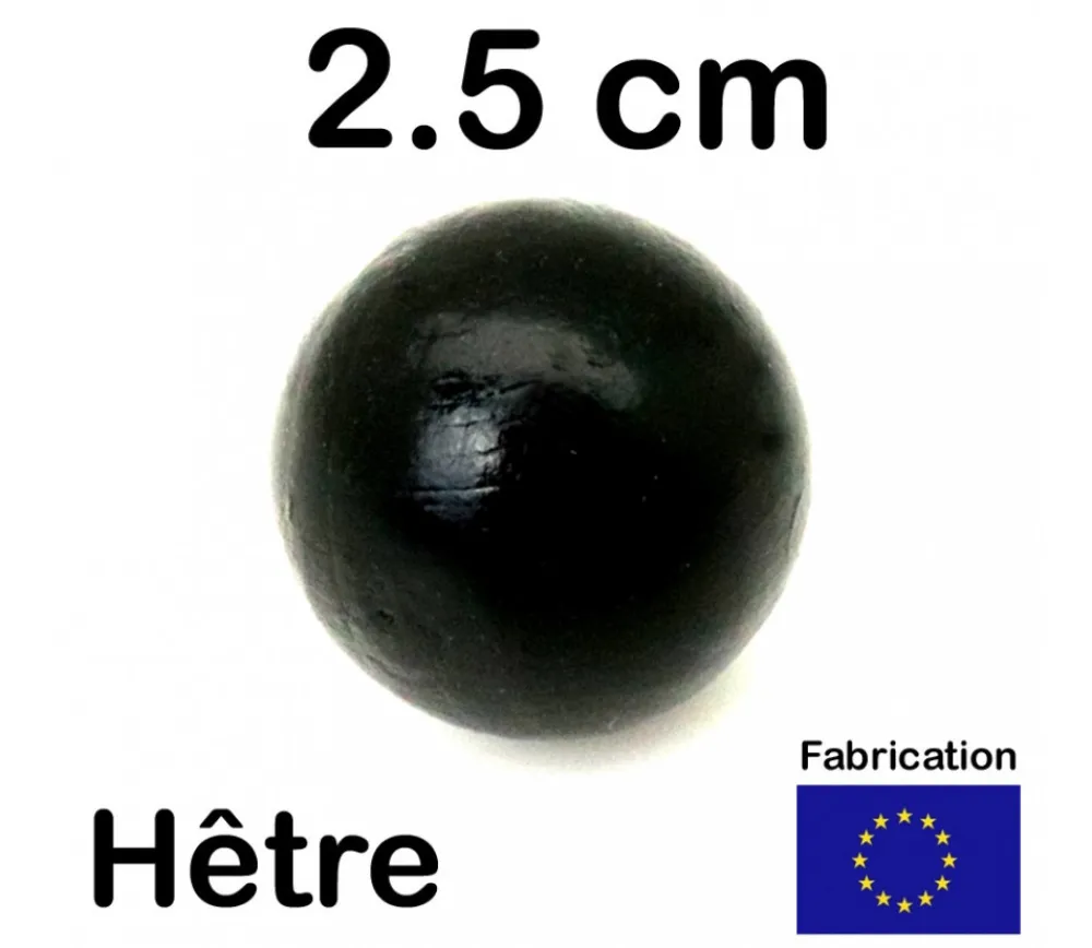 Tout Pour le Jeu Boule 2.5 cm couleur noire en bois - bille hêtre diamètre 25 mm