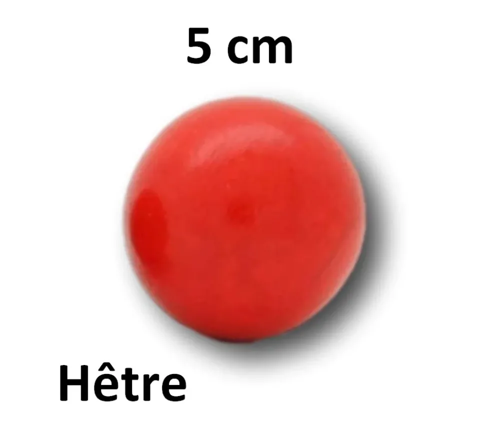 Tout Pour le Jeu Boule 5 cm couleur rouge en bois - bille hêtre diamètre 50 mm