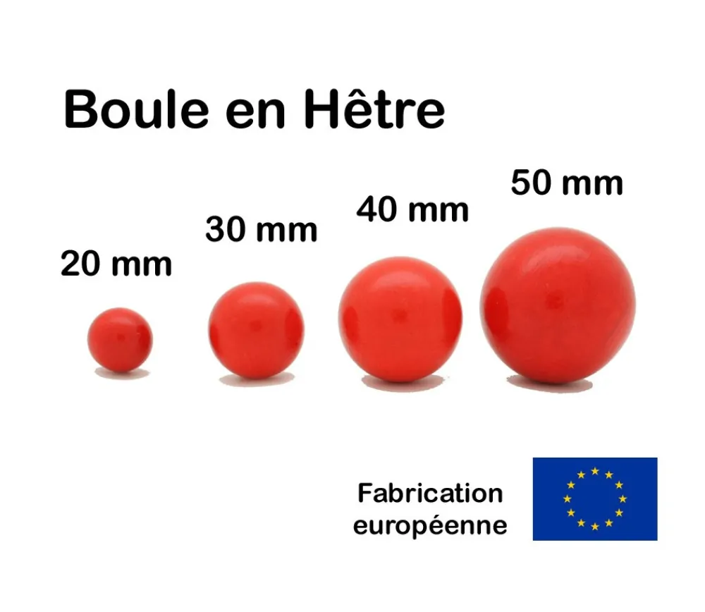 Tout Pour le Jeu Boule 5 cm couleur rouge en bois - bille hêtre diamètre 50 mm