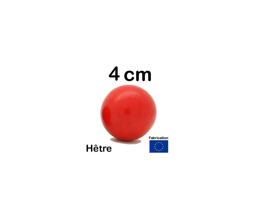 Tout Pour le Jeu Boule 4 cm couleur rouge en bois - grosse bille hêtre diamètre 40 mm