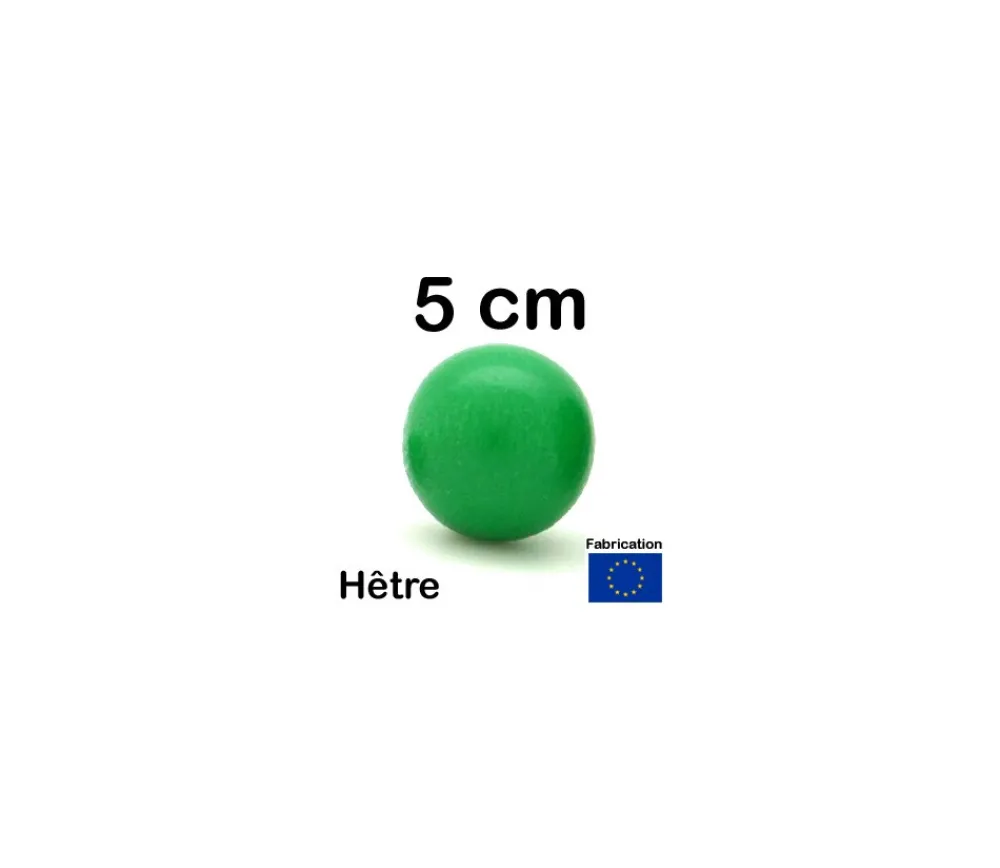 Tout Pour le Jeu Boule 5 cm couleur verte en bois - bille hêtre diamètre 50 mm