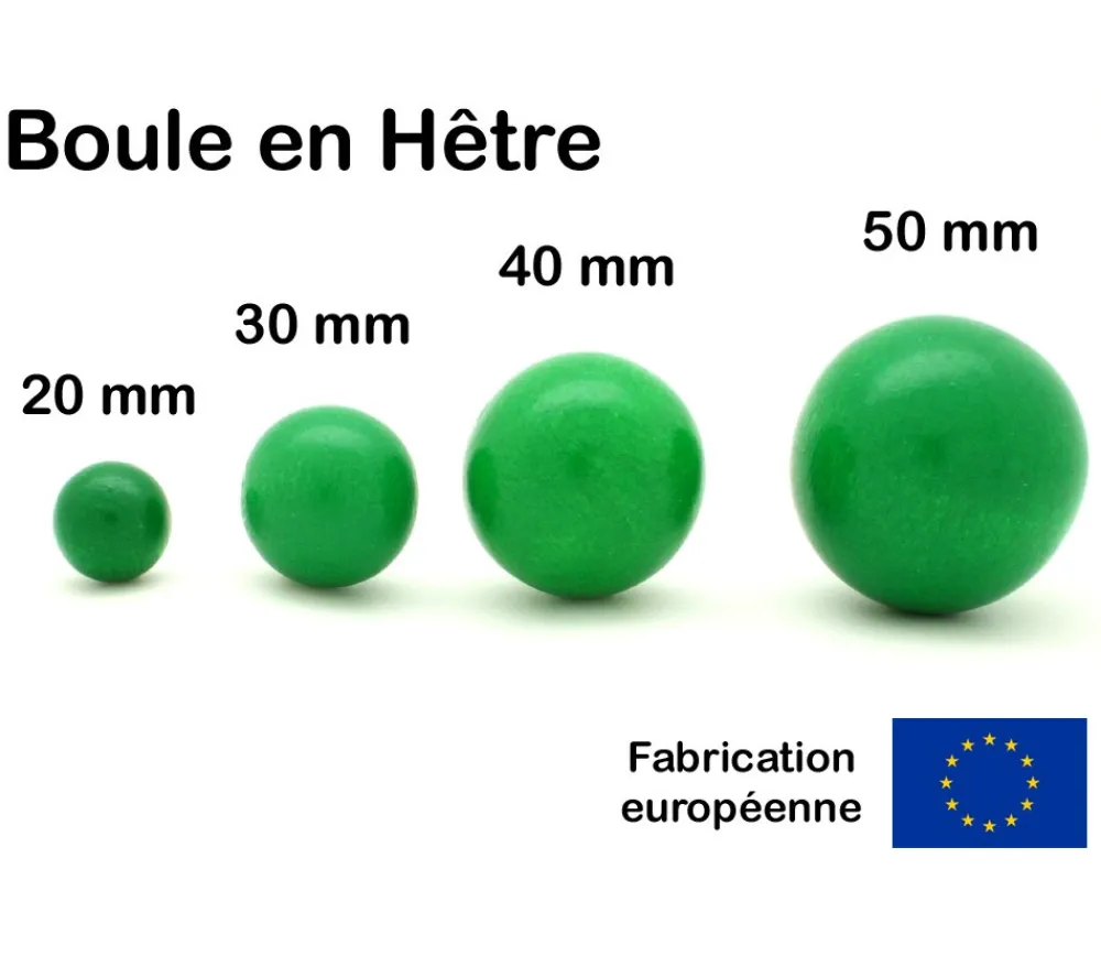 Tout Pour le Jeu Boule 5 cm couleur verte en bois - bille hêtre diamètre 50 mm