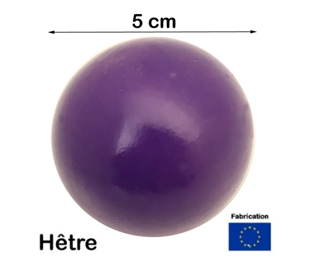 Tout Pour le Jeu Boule 5 cm couleur violette en bois - grosse bille hêtre diamètre 50 mm