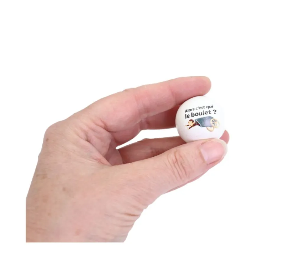 Tout Pour le Jeu Boule 3 cm FUN blanc "alors c'est qui le boulet ?"