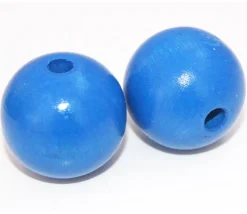 Tout Pour le Jeu Boule percée 3 cm couleur bleue en bois - grosse perle hêtre diamètre 30 mm trou 6 mm