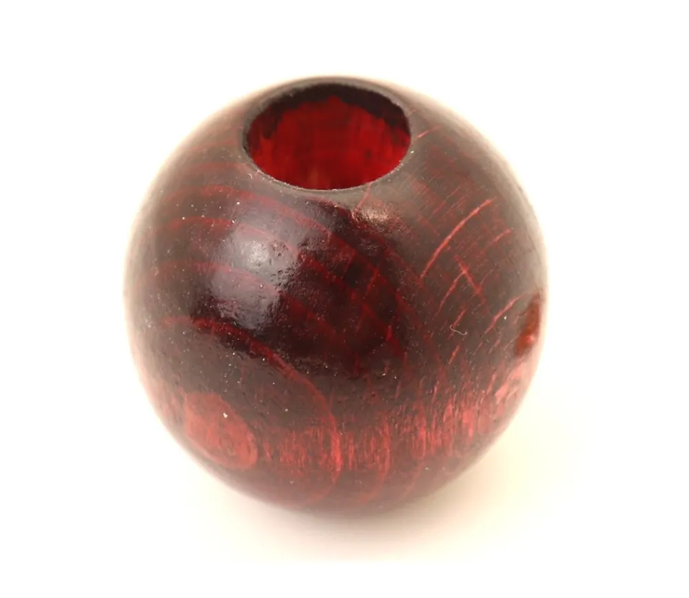Tout Pour le Jeu Boule percée 3 cm couleur marron en bois - Perle trouée macramé diamètre 30 mm trou 10 mm