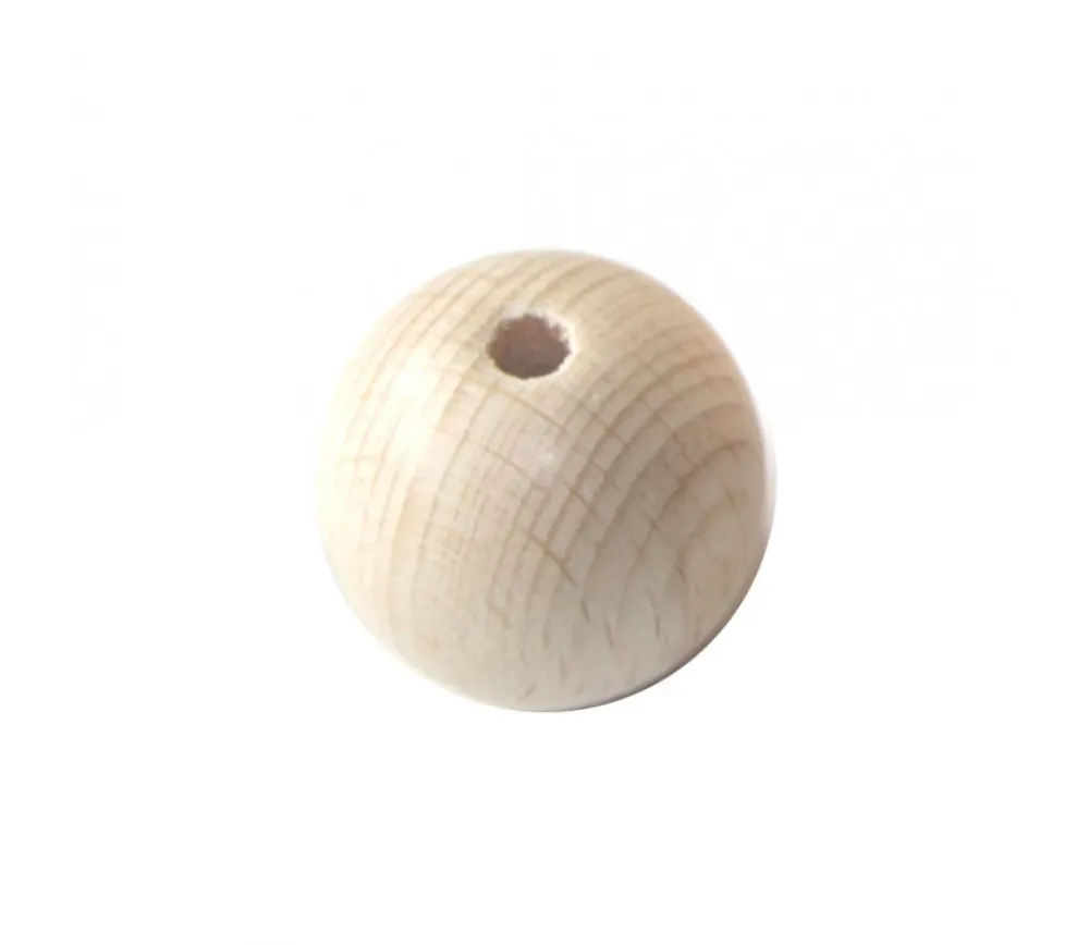 Tout Pour le Jeu Boule percée 3 cm en bois - grosse perle trouée hêtre diamètre 30 mm trou 6 mm