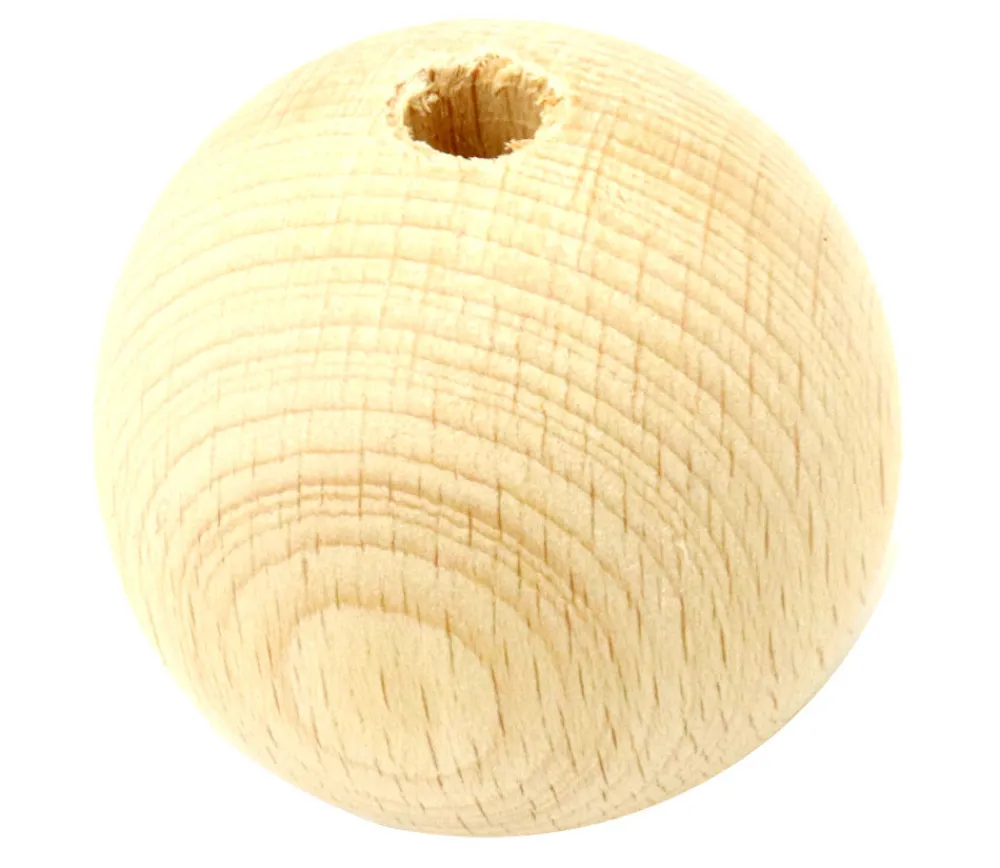 Tout Pour le Jeu Boule percée 5 cm en bois - grosse perle trou 8 mm