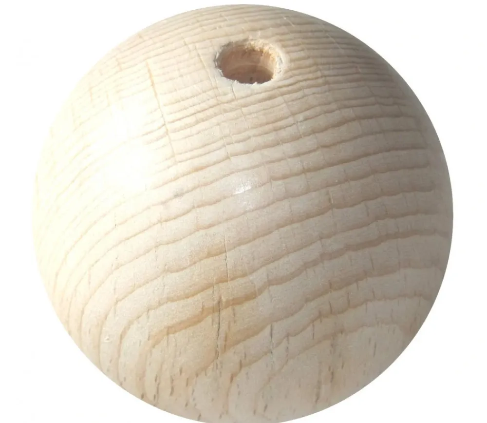 Tout Pour le Jeu Boule percée 7 cm en bois - grosse perle hêtre trouée diamètre 70 mm trou 10 mm