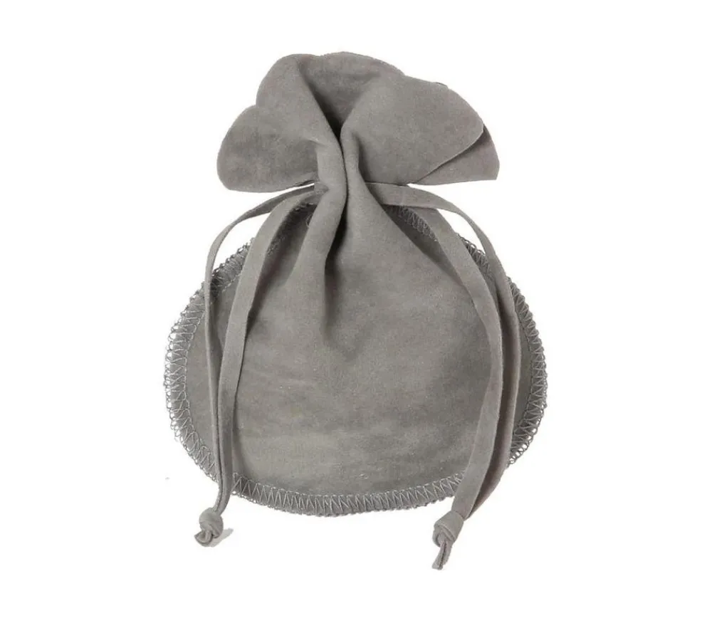 Tout Pour le Jeu Bourse petit Sac daim gris 10x12 cm