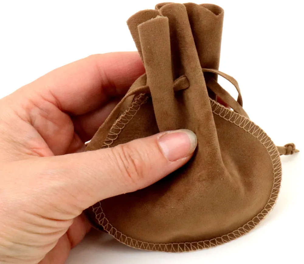 Tout Pour le Jeu Bourse petit Sac marron clair daim 10x12 cm
