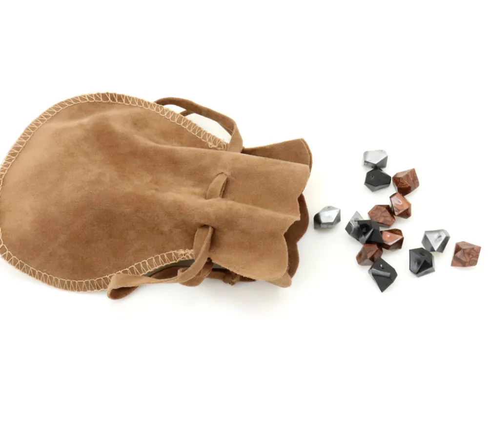Tout Pour le Jeu Bourse petit Sac marron clair daim 10x12 cm
